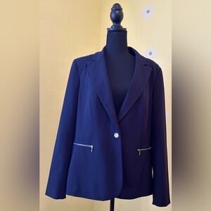 INC Navy Blue Blazer with Zippered Pockets
